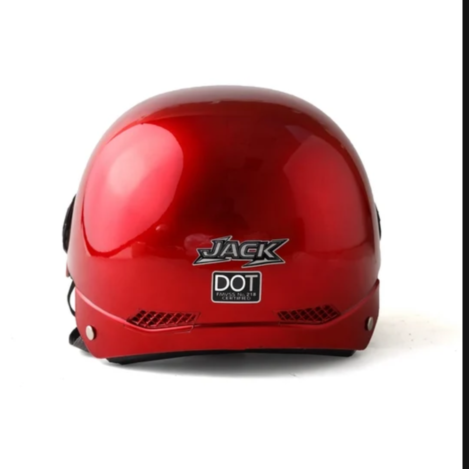 Gamester RETRO WINE GLOSSY RED . ABS .DOT CERTIFIED Half FACE Helmet (JACK NO M11)
