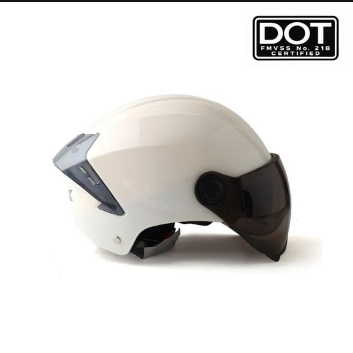 MILKY WHITE .ABS WITH DOUBLE VISOR AND PRIUS WING SPOILER. DOT CERTIFIED Half FACE Helmet (JACK NO M33)