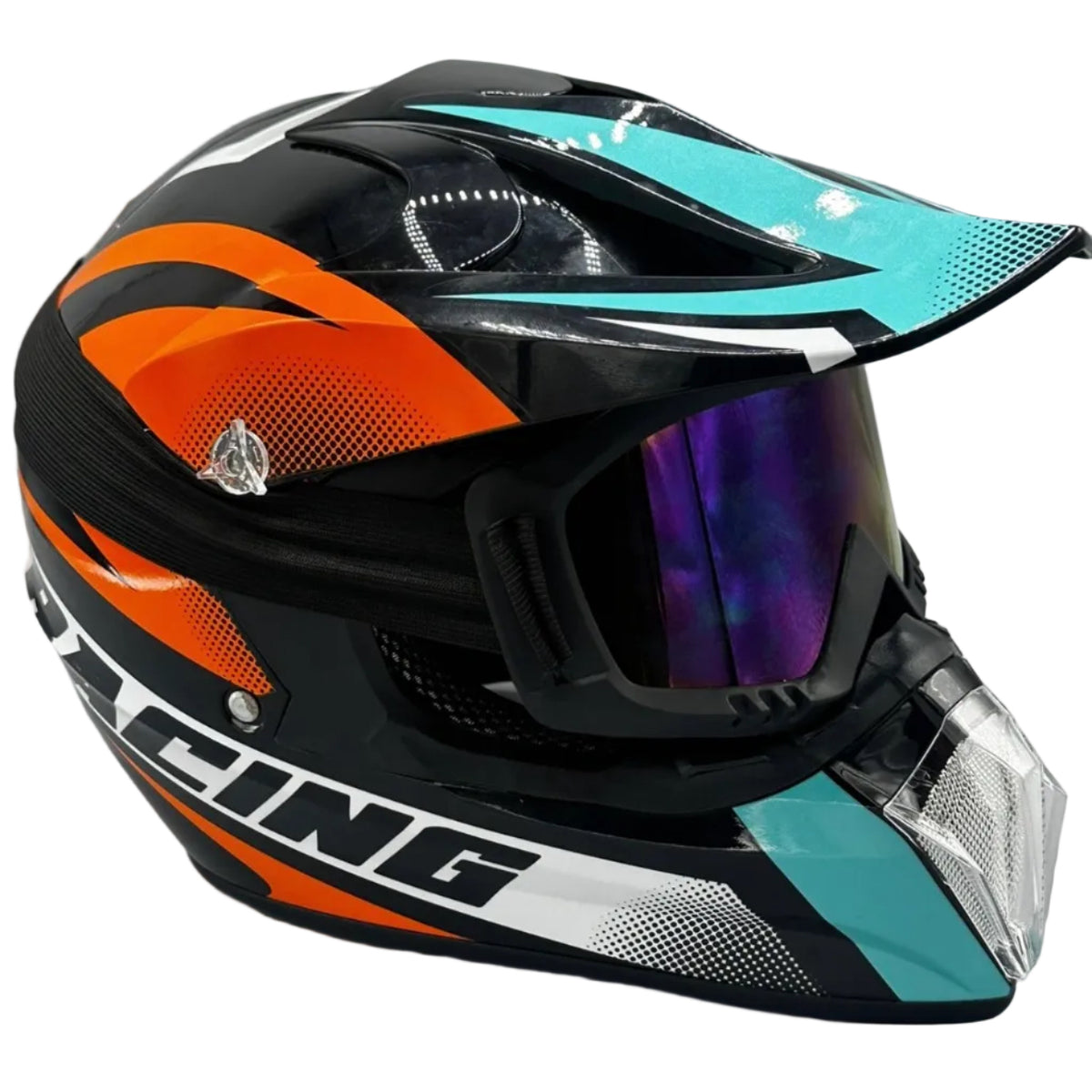 Motocross Helmet - Orange/Green