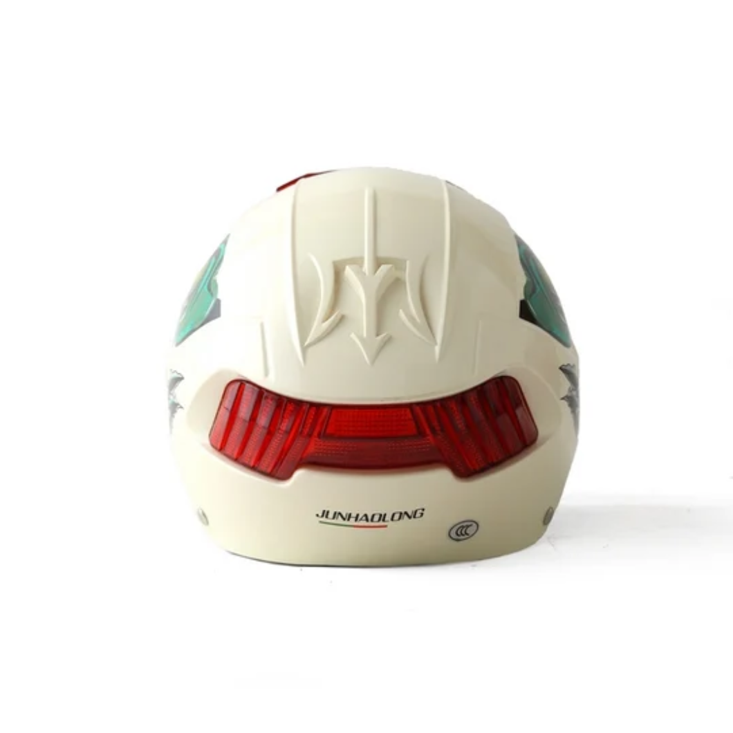 SHARK EYE. MILKY WHITE, ABS WITH DOUBLE VISOR AND STEEL SHINE BOLTS. Half FACE Helmet. (JACK NO 777)