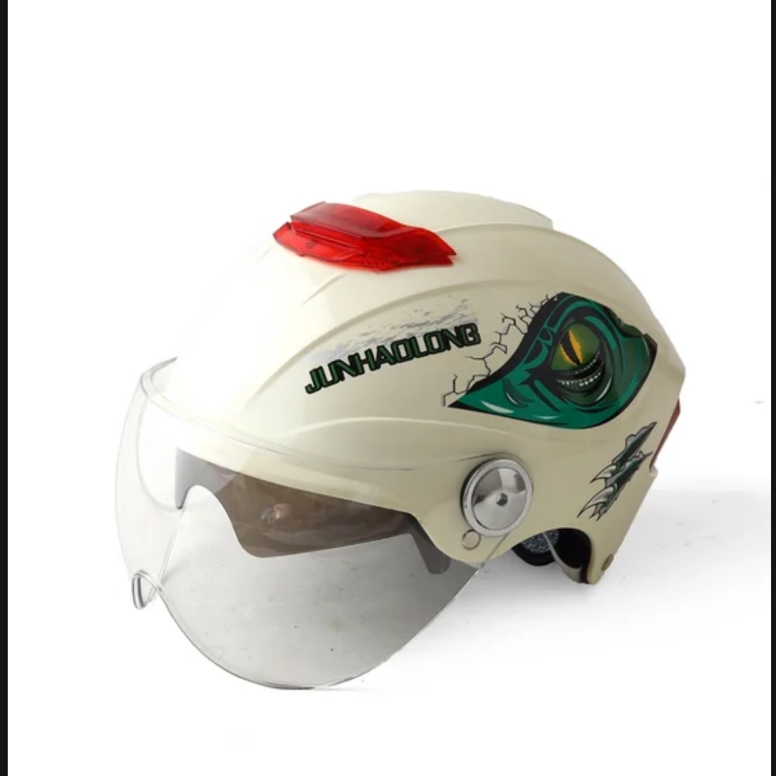 SHARK EYE. MILKY WHITE, ABS WITH DOUBLE VISOR AND STEEL SHINE BOLTS. Half FACE Helmet. (JACK NO 777)