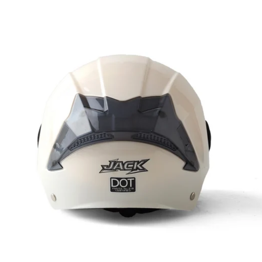 MILKY WHITE .ABS WITH DOUBLE VISOR AND PRIUS WING SPOILER. DOT CERTIFIED Half FACE Helmet (JACK NO M33)