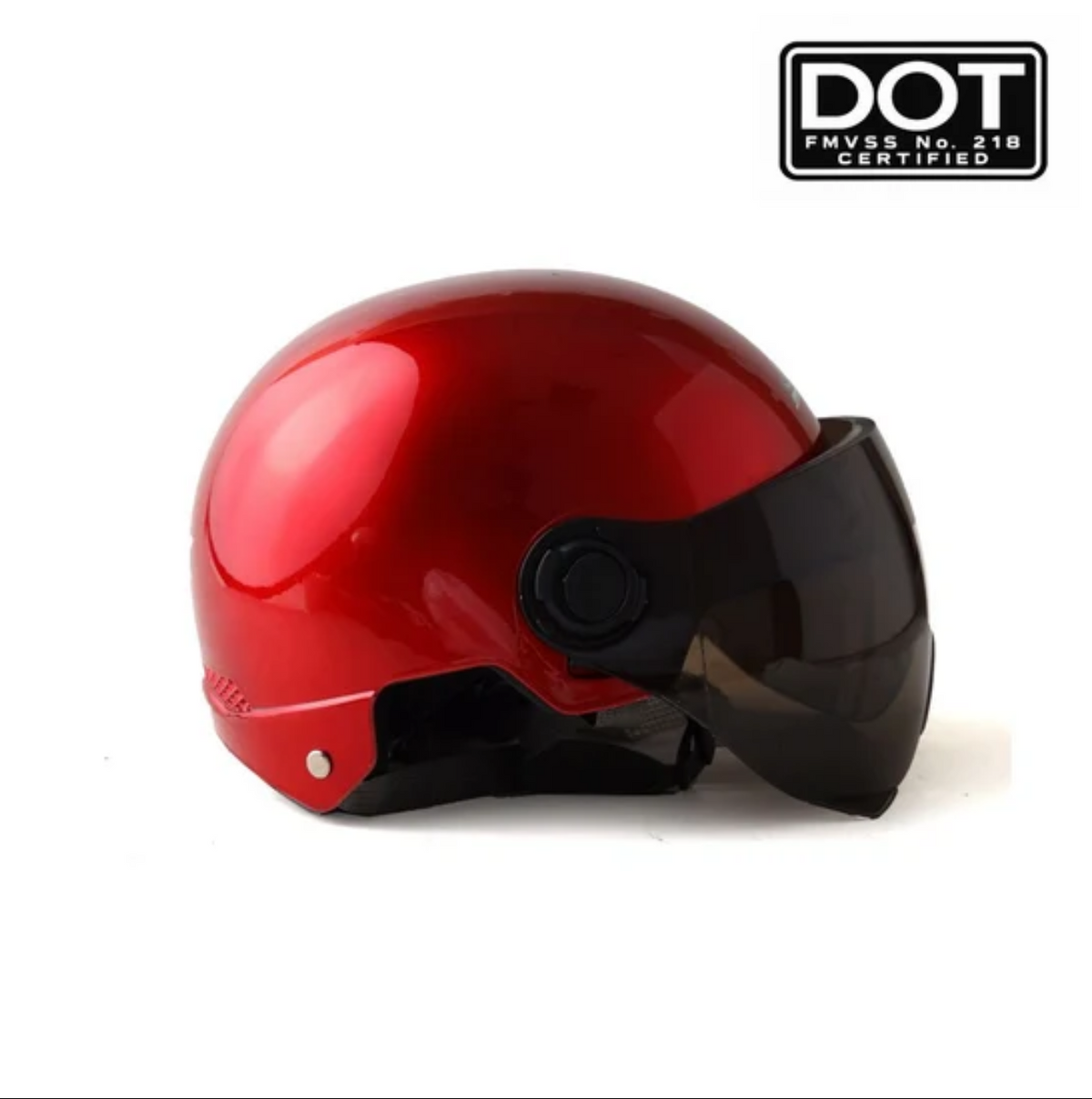 Gamester RETRO WINE GLOSSY RED . ABS .DOT CERTIFIED Half FACE Helmet (JACK NO M11)