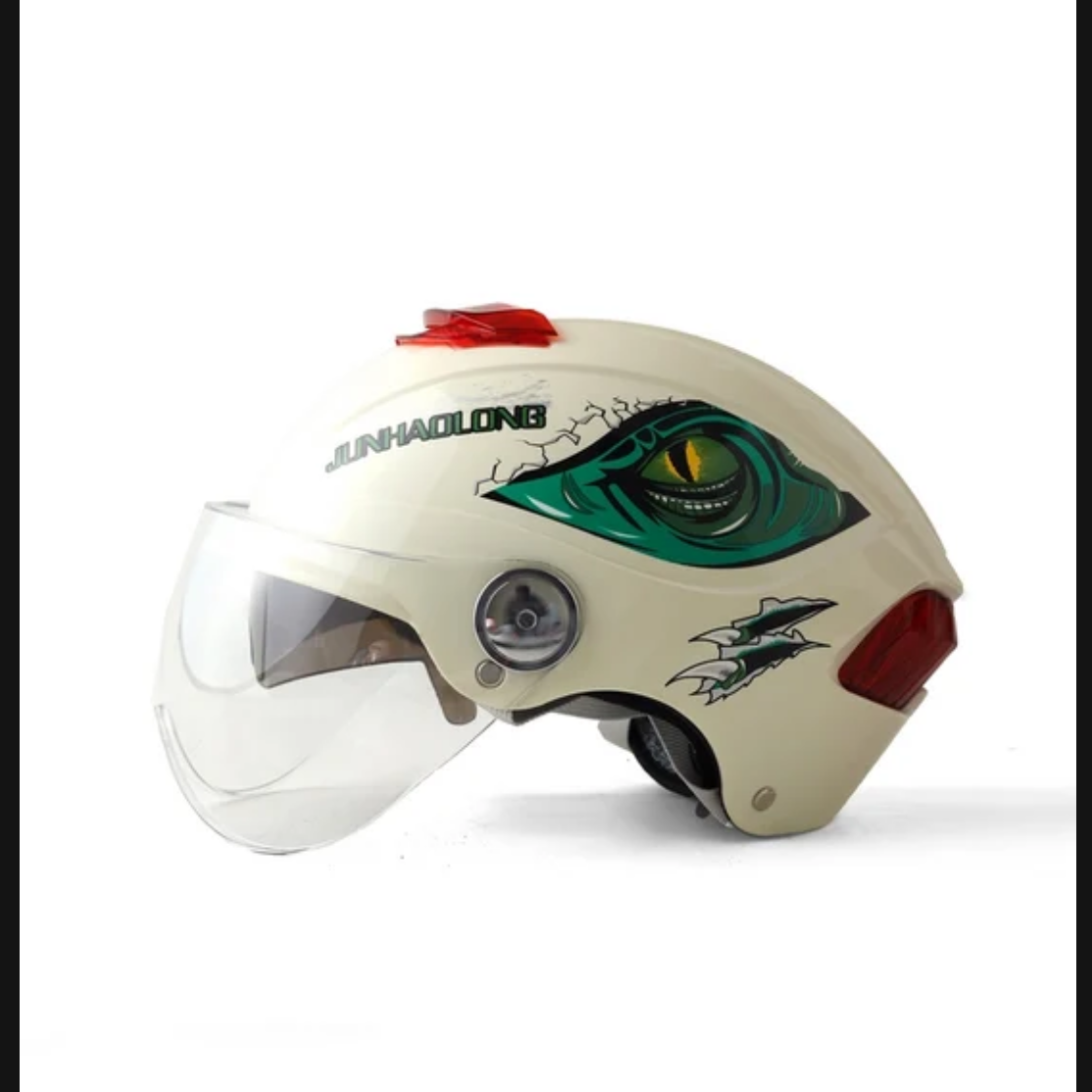 SHARK EYE. MILKY WHITE, ABS WITH DOUBLE VISOR AND STEEL SHINE BOLTS. Half FACE Helmet. (JACK NO 777)