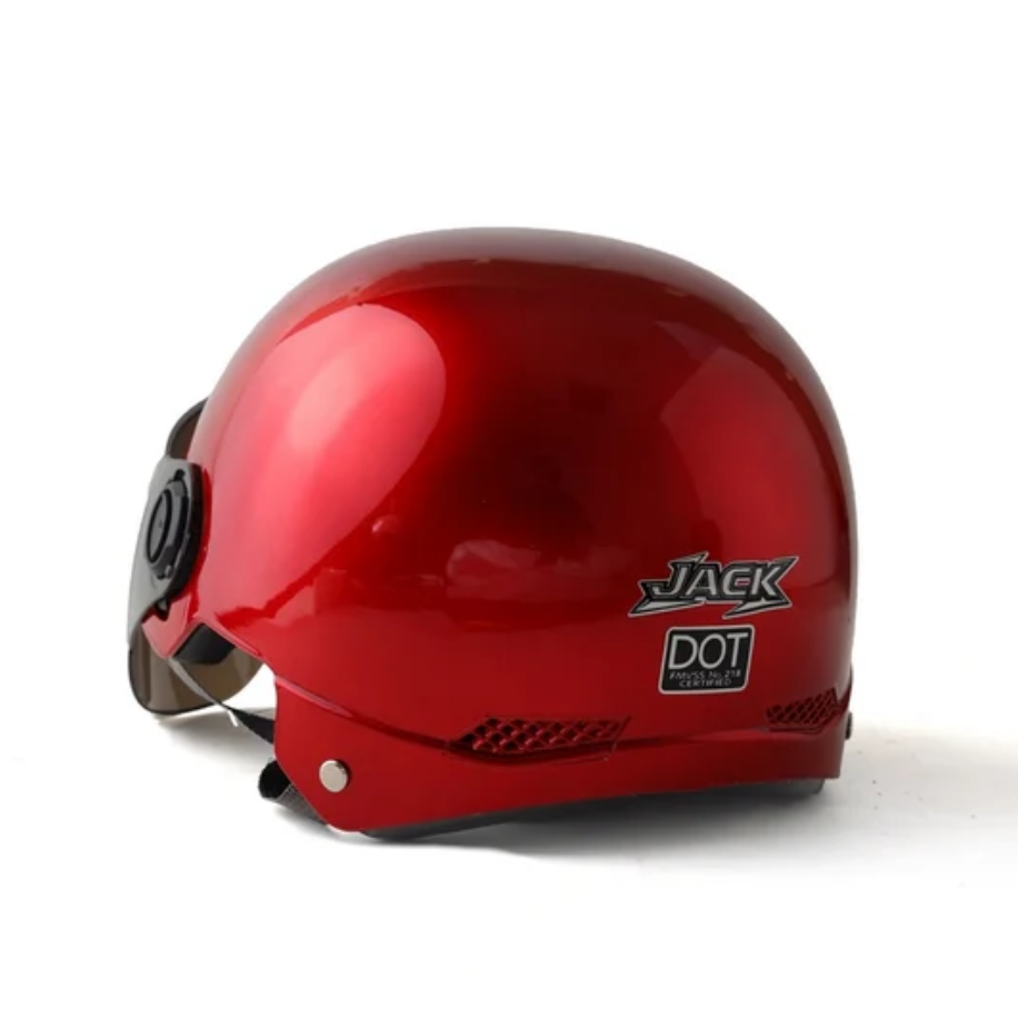 Gamester RETRO WINE GLOSSY RED . ABS .DOT CERTIFIED Half FACE Helmet (JACK NO M11)