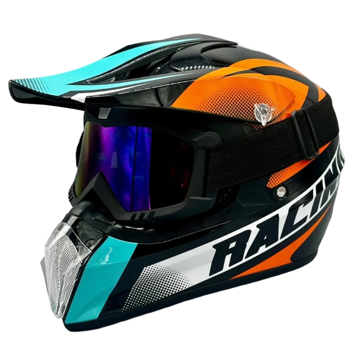 Motocross Helmet - Orange/Green