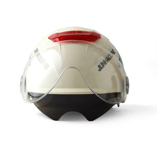 SHARK EYE. MILKY WHITE, ABS WITH DOUBLE VISOR AND STEEL SHINE BOLTS. Half FACE Helmet. (JACK NO 777)